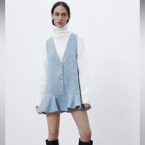 Zara Tweed Ruffled Sleeveless Dress size small